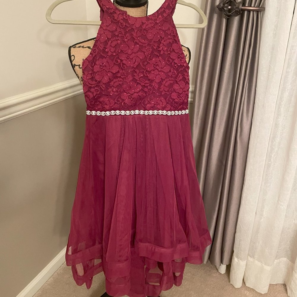Speechless Kids Size 12  Lace and Tulle Jeweled Waist Holiday or Formal Dress